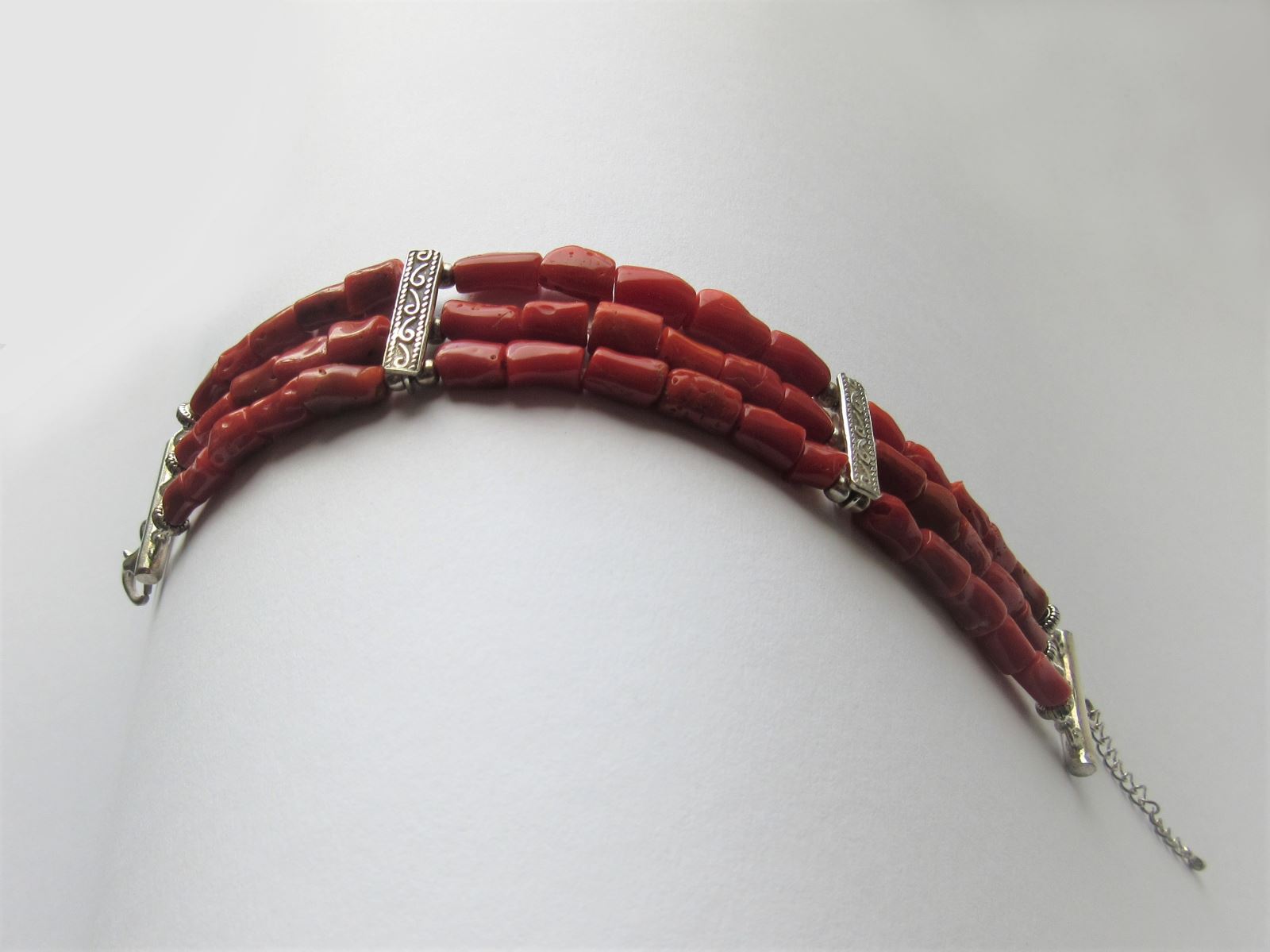 Three Strand Mediterranean Coral Bracelet Duda design