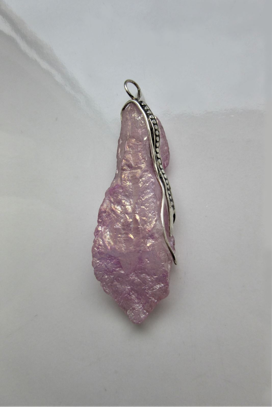 Dotted Rose Aura Quartz Pendant