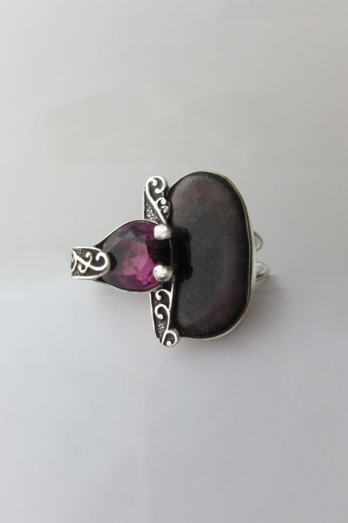 Pink Tourmaline & Rhodonite Ring - Duda design