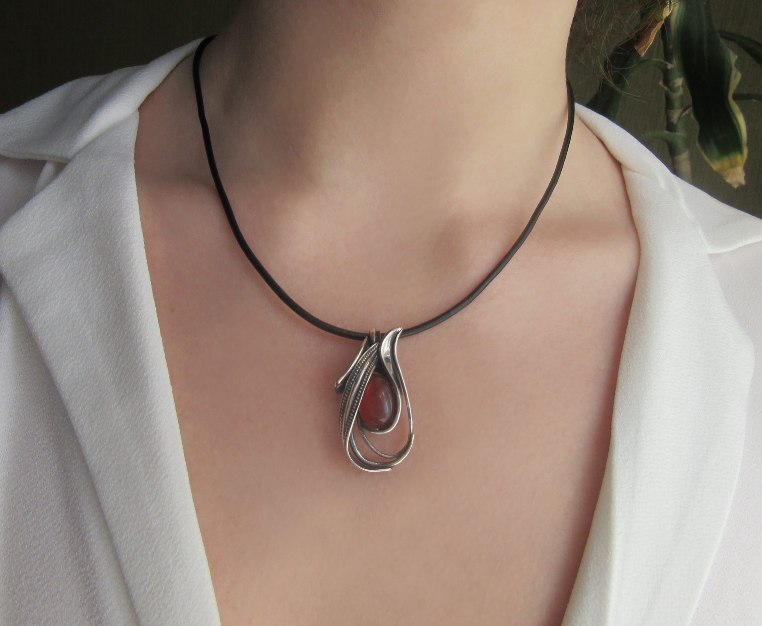 "Rose Bud" Carnelian Pendant