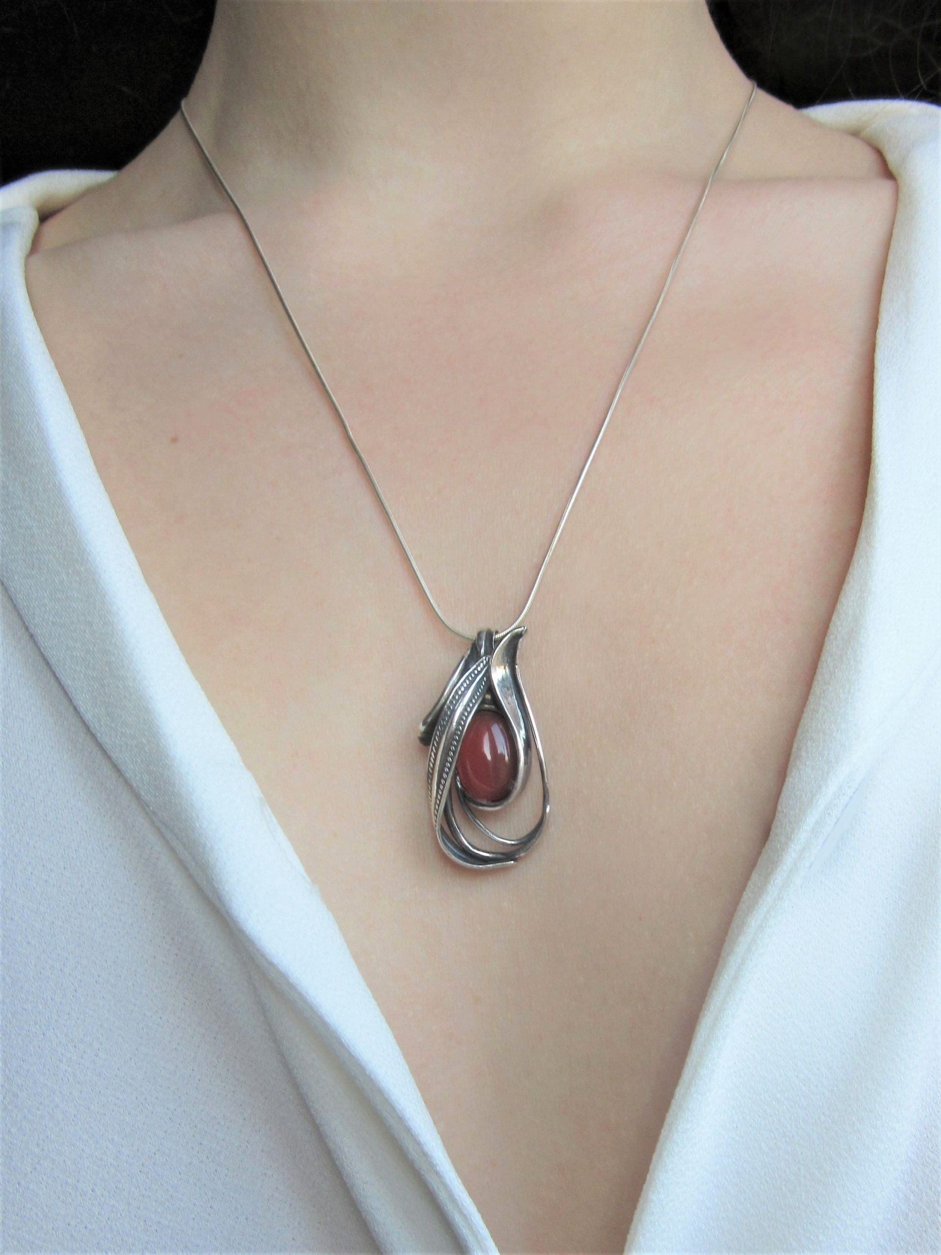 "Rose Bud" Carnelian Pendant