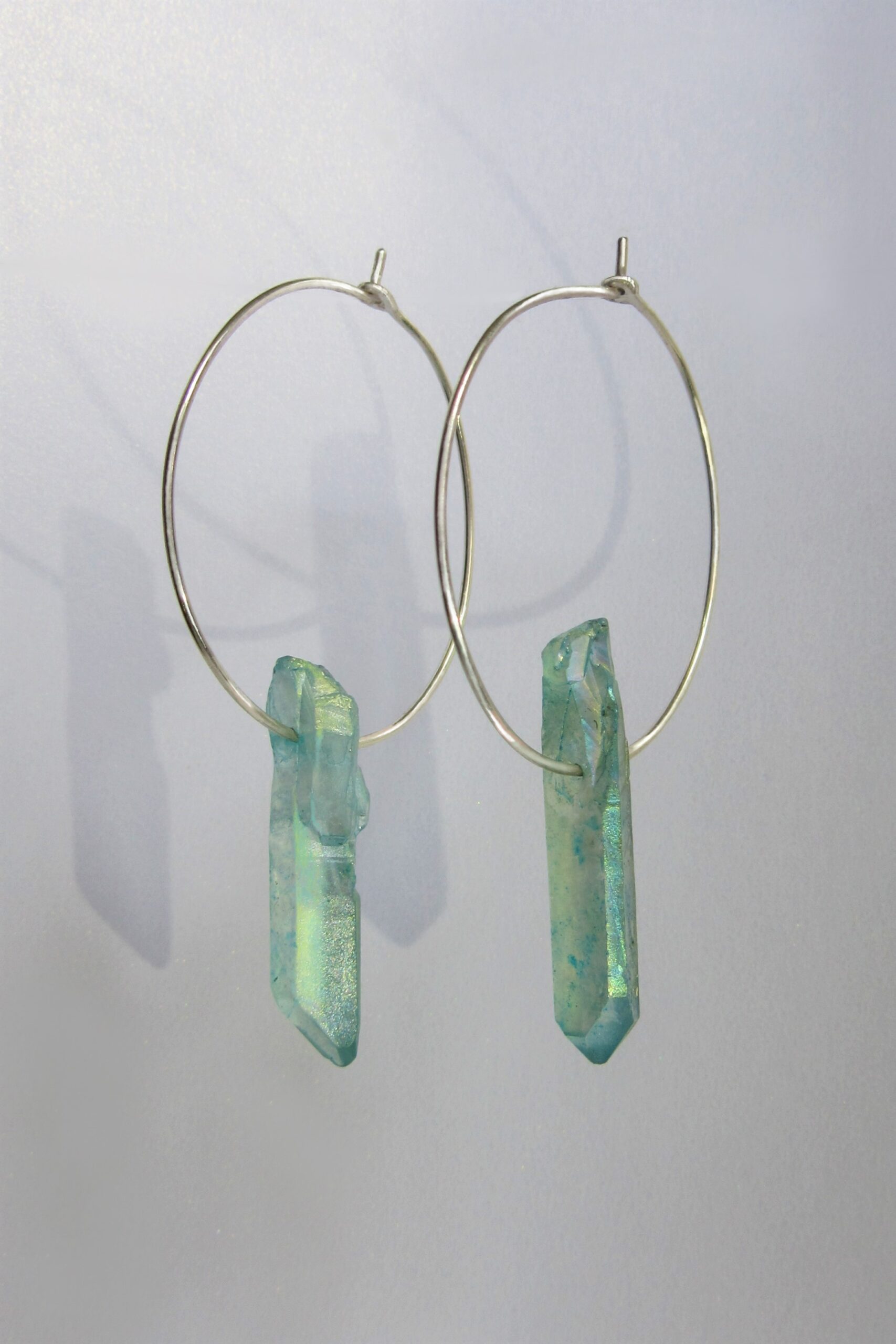 Aqua Aura Quartz Hoops