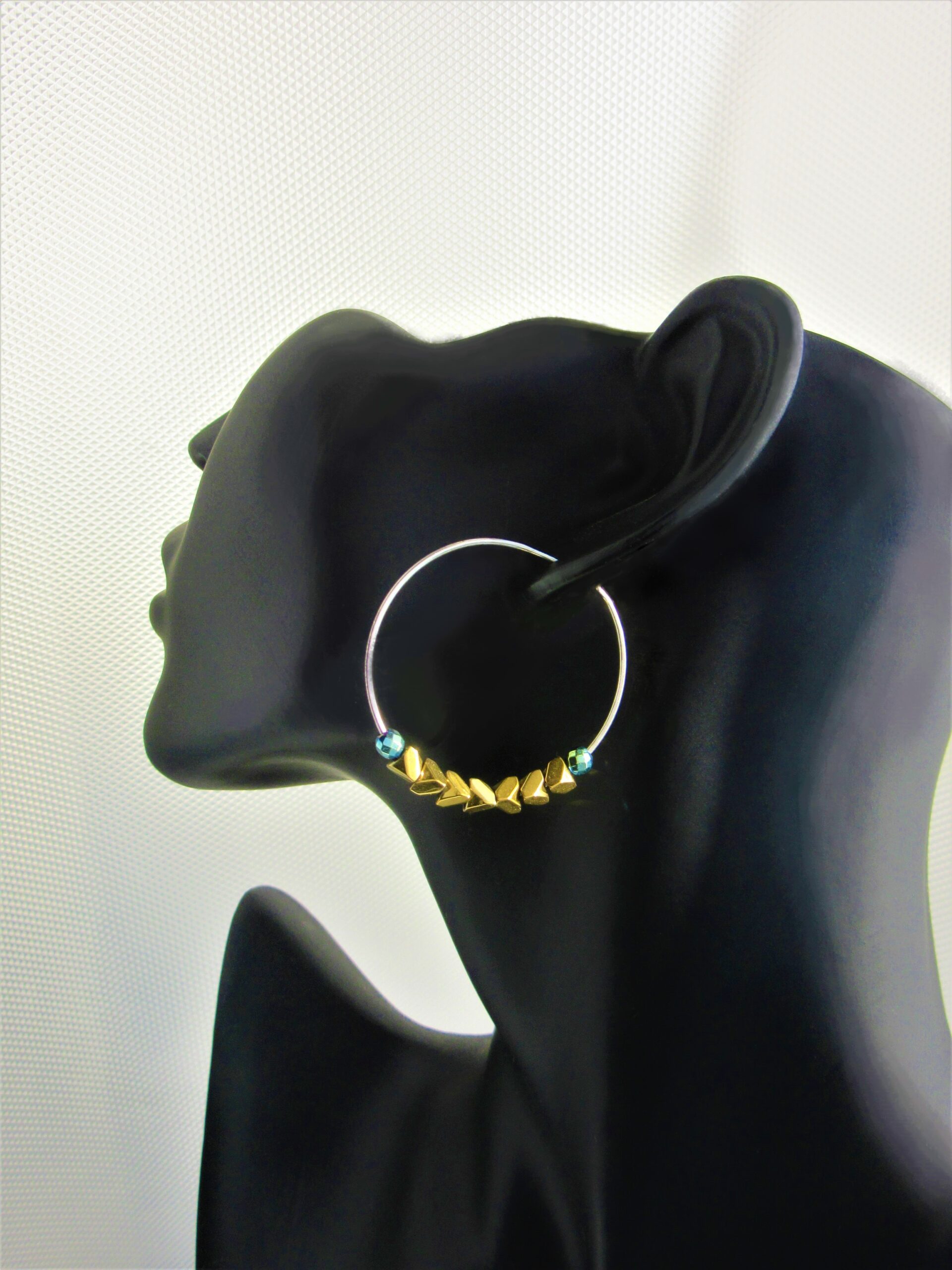 Gold Aura Hematite Hoops