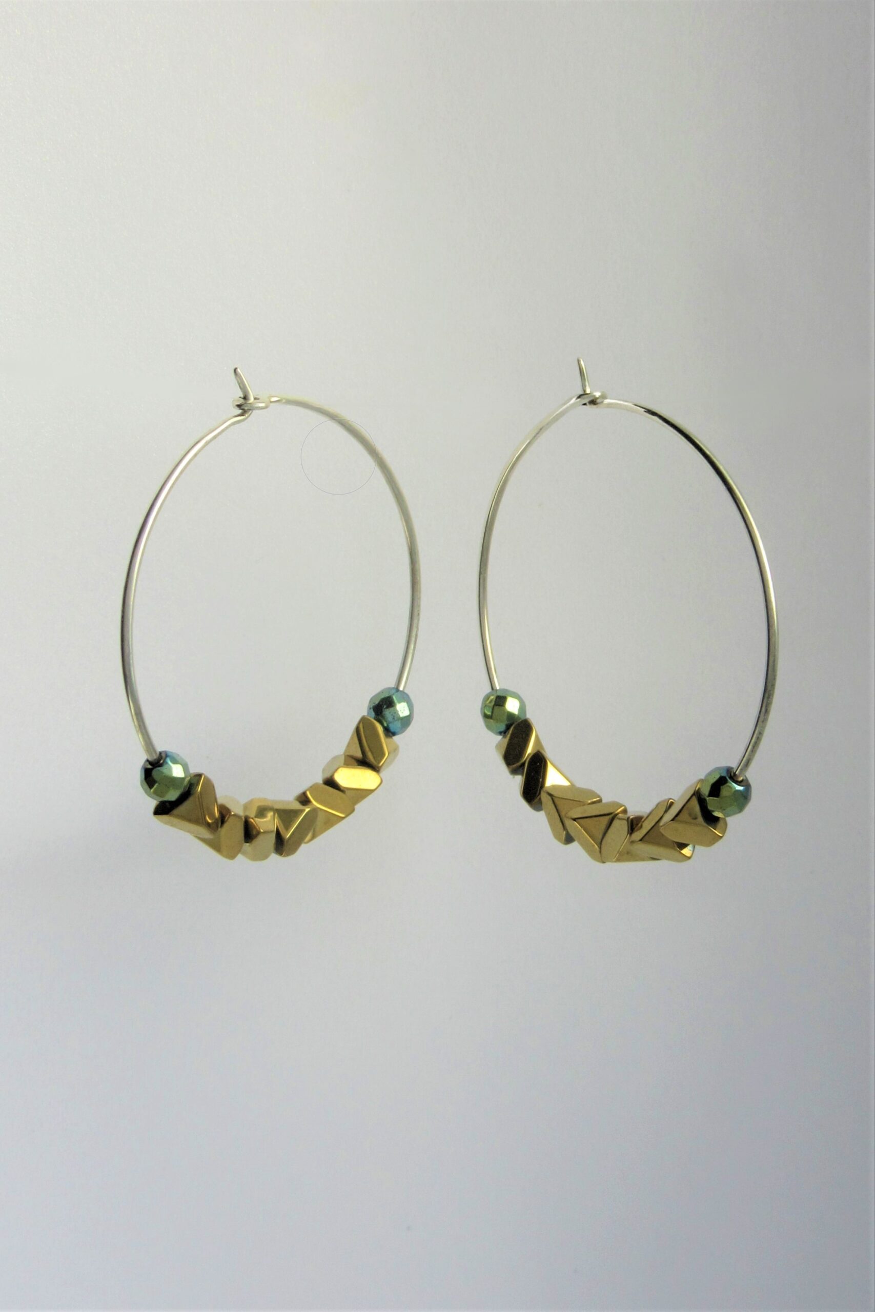 Gold Aura Hematite Hoops